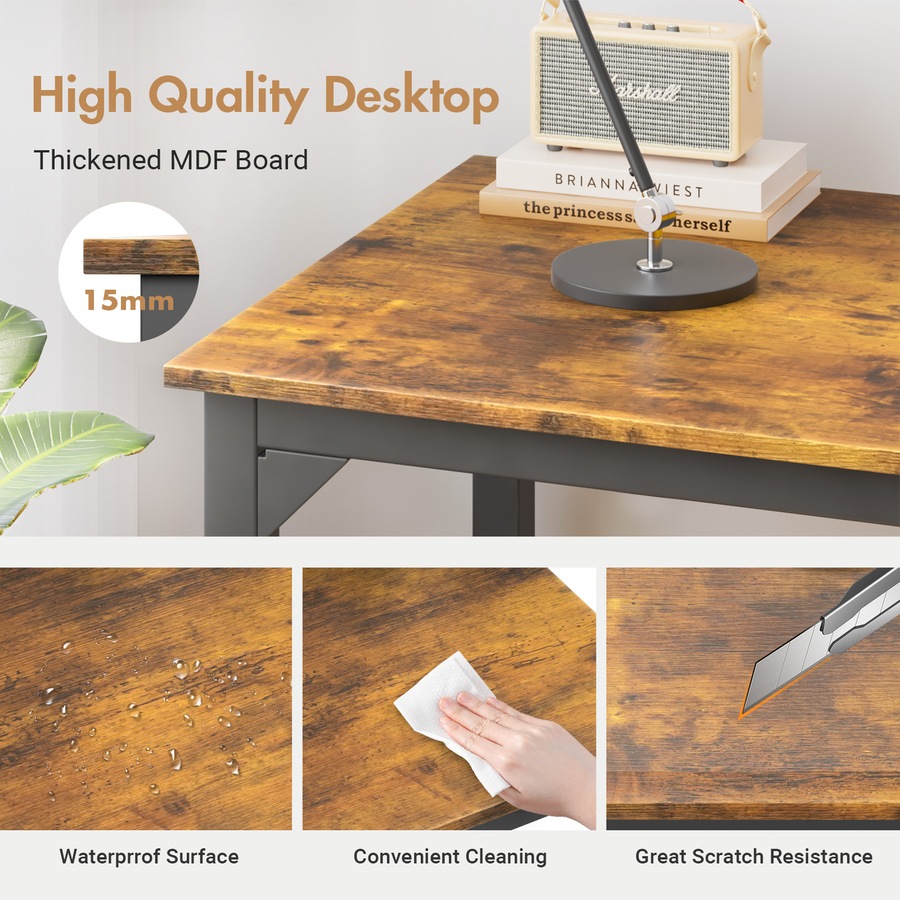 Advwin 120cm Computer Office Desk Study Table Writing Workstation Walnut