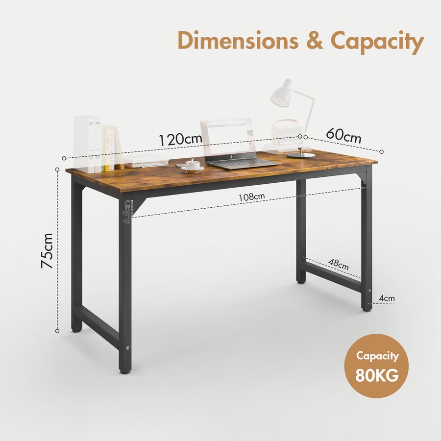 Advwin 120cm Computer Office Desk Study Table Writing Workstation Walnut