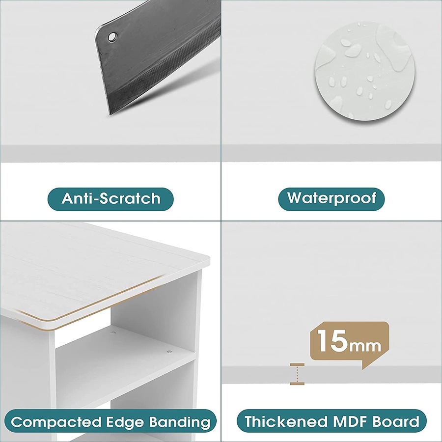 Advwin 110cm Computer Office Desk with Drawers Shelve Cabinet Study Table Home Workstation White