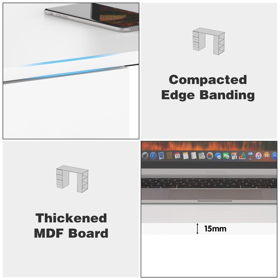Advwin 110cm Computer Office Desk with Drawers Shelve Cabinet Study Table Home Workstation White