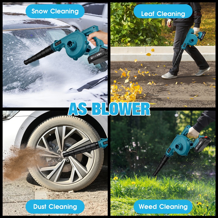 Advwin Cordless Leaf Blower & Vacuum, 2-in-1 Electric Leaf Blower with 2 Lithium Batteries & Charger, Portable Yard Blower for Patio, Lawn, Dust Cleaning