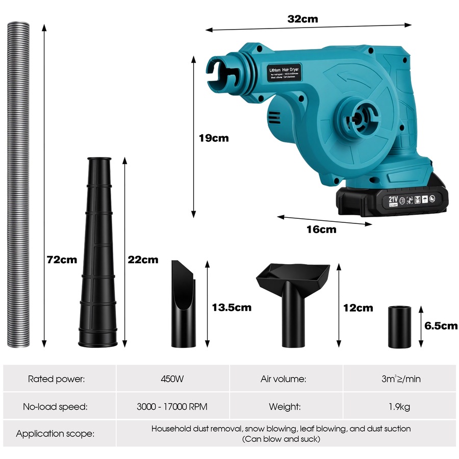Advwin Cordless Leaf Blower & Vacuum, 2-in-1 Electric Leaf Blower with 2 Lithium Batteries & Charger, Portable Yard Blower for Patio, Lawn, Dust Cleaning
