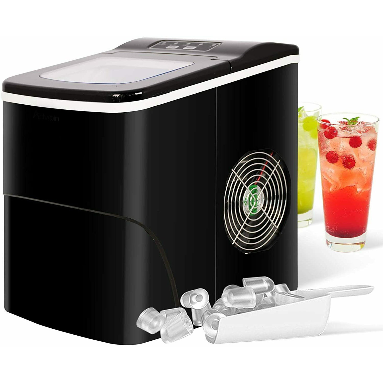 Advwin 2.2L Ice Cube Maker Machine Portable Countertop Fast Commercial Home Bar Black