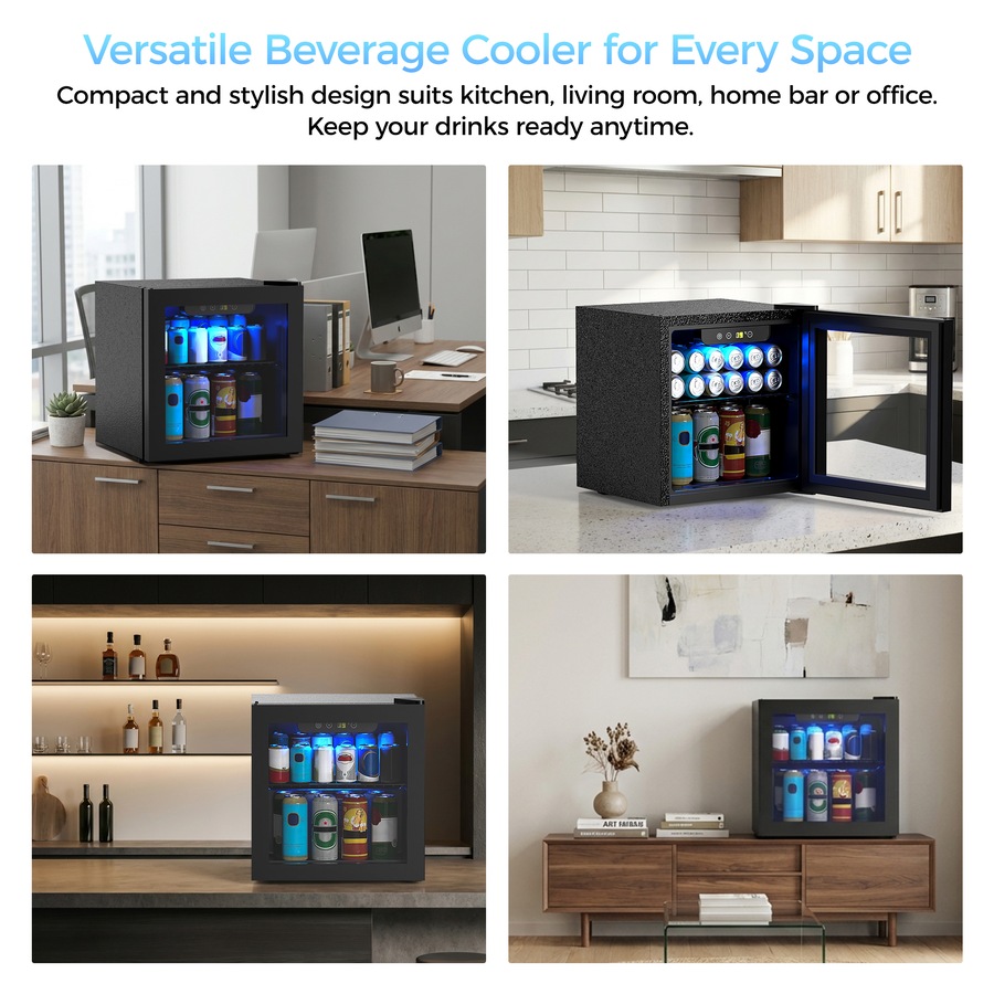 Advwin Digital Mini Beverage Cooler 36L, Wine Cooler with Adjustable Temperature, Portable Countertop Bar Fridge Interior Light, Freestanding Refrigerator for Home Kitchen Office Dorm Party RV Camping