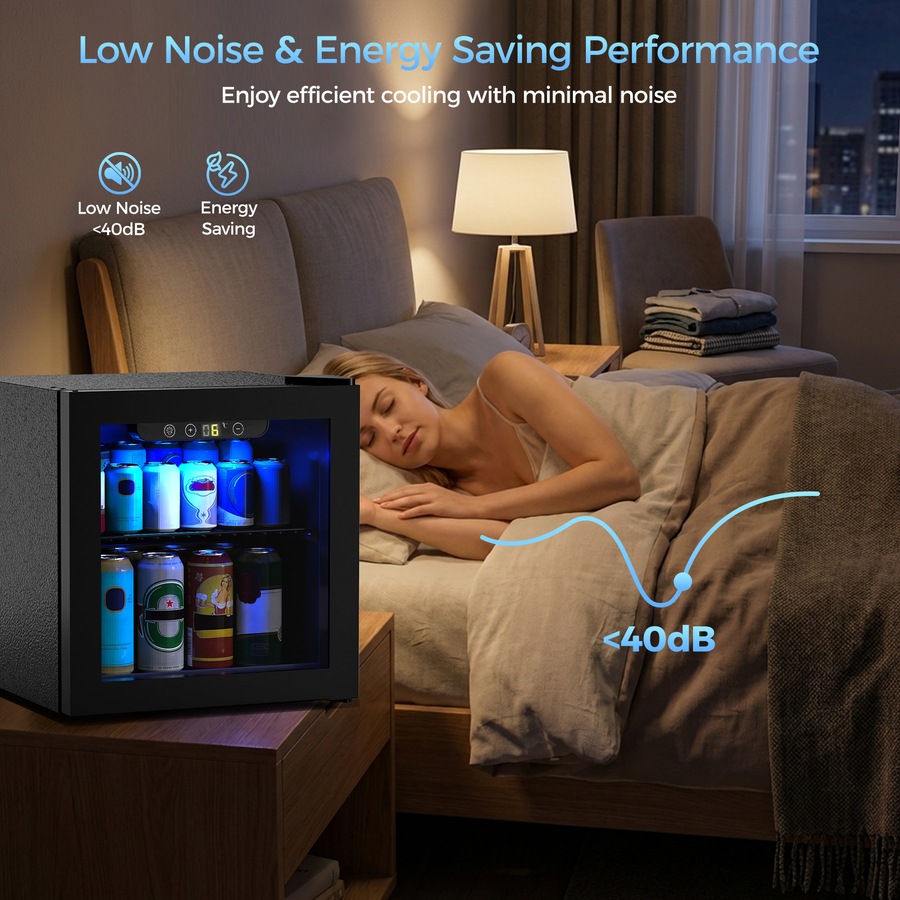 Advwin Digital Mini Beverage Cooler 36L, Wine Cooler with Adjustable Temperature, Portable Countertop Bar Fridge Interior Light, Freestanding Refrigerator for Home Kitchen Office Dorm Party RV Camping