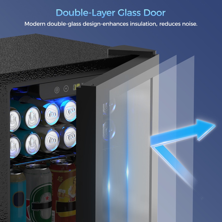 Advwin Digital Mini Beverage Cooler 36L, Wine Cooler with Adjustable Temperature, Portable Countertop Bar Fridge Interior Light, Freestanding Refrigerator for Home Kitchen Office Dorm Party RV Camping