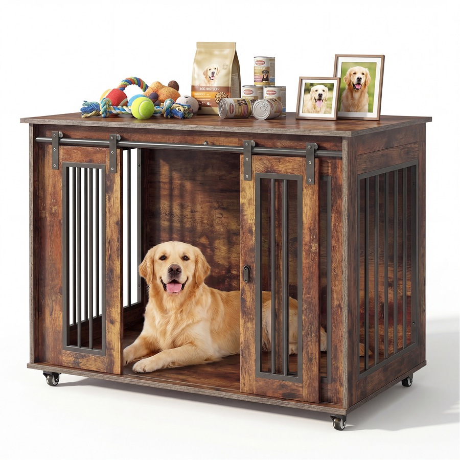 Advwin Dog Crate Furniture Heavy Duty Dog Cage Kennel with Sliding Door