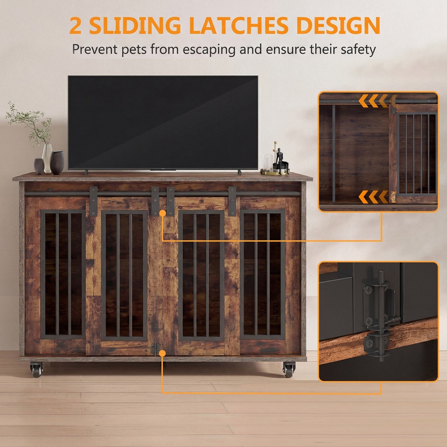 Advwin Dog Crate Furniture Heavy Duty Dog Cage Kennel with Sliding Door