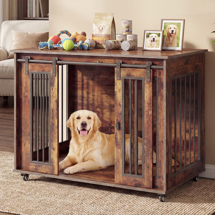 Advwin Dog Crate Furniture Heavy Duty Dog Cage Kennel with Sliding Door