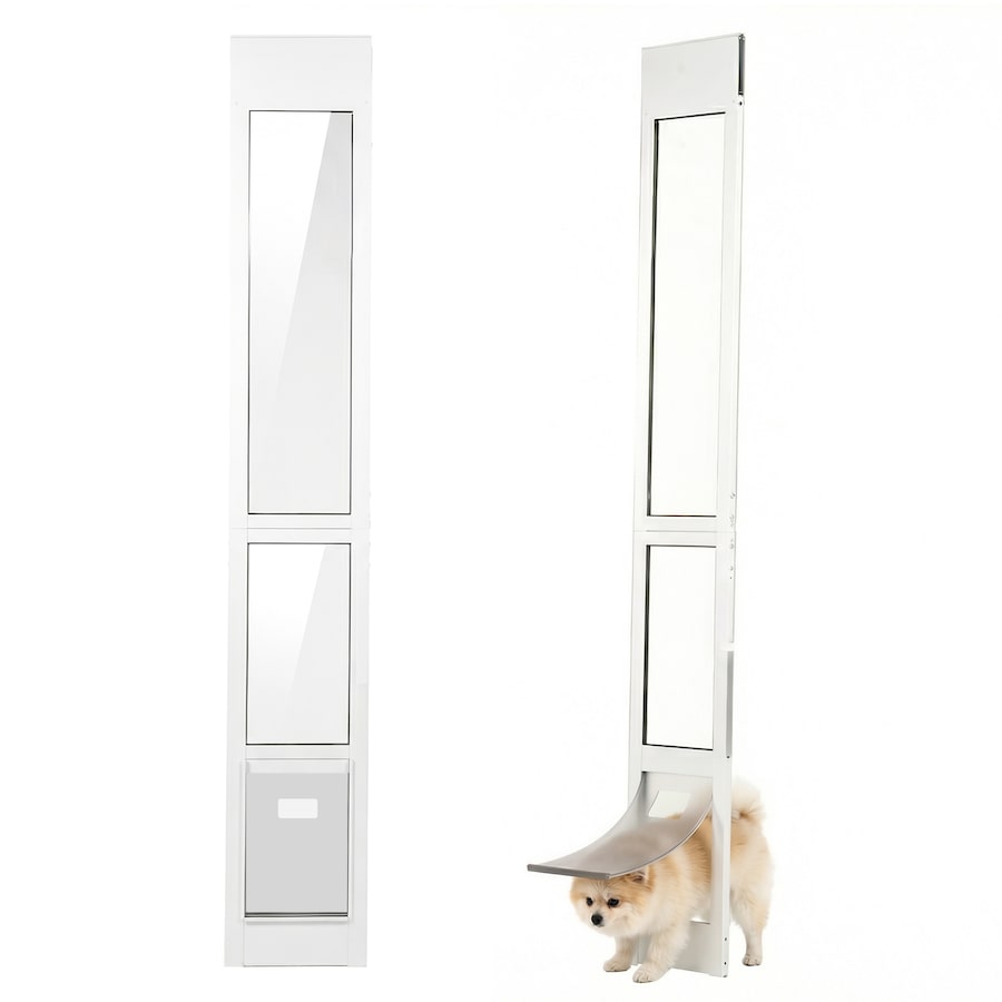 Advwin Dog Door for Sliding Door Aluminum Alloy Frame Tempered Glass Lockable