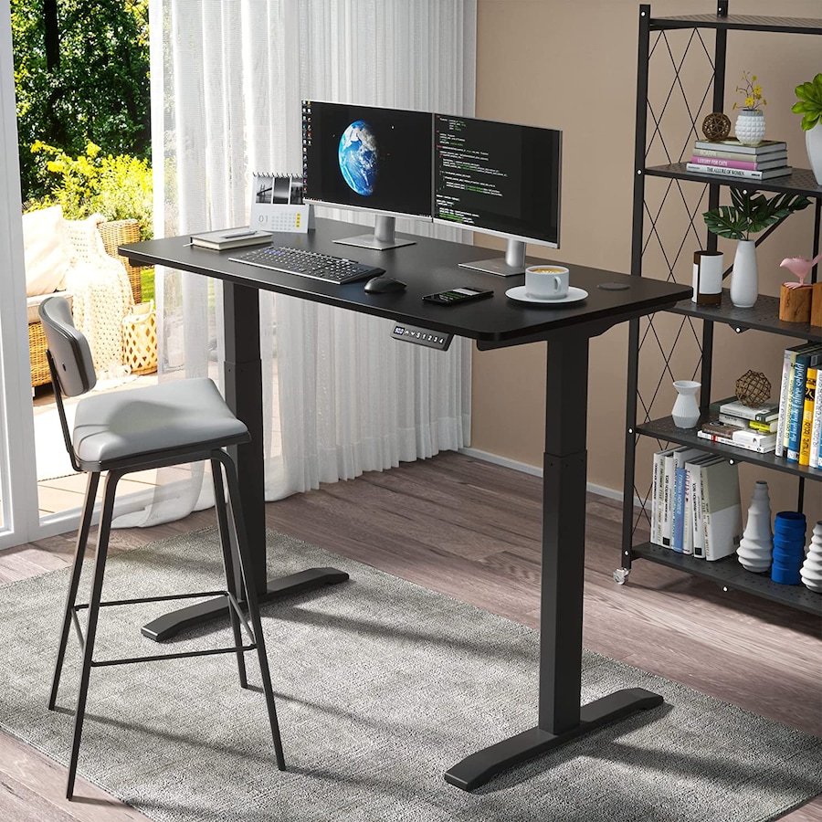 Adjustable Height Dual Motor Electric Standing Desk Sit Stand up Desk with 120cm Board Black