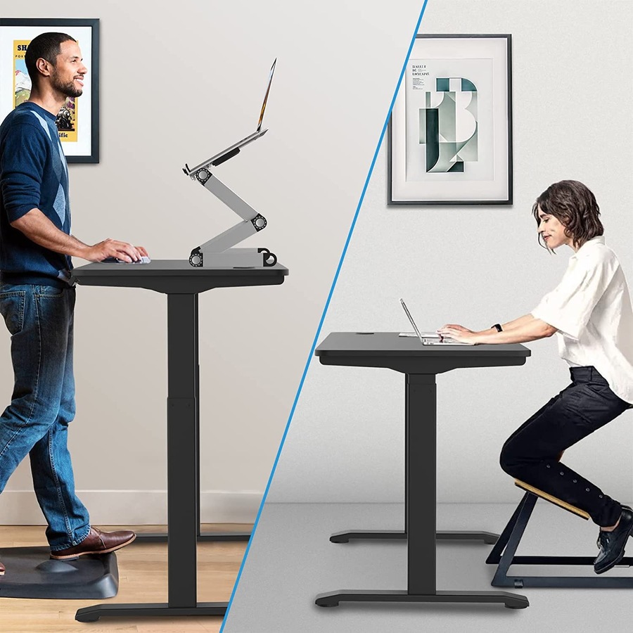 Adjustable Height Dual Motor Electric Standing Desk Sit Stand up Desk with 120cm Board Black