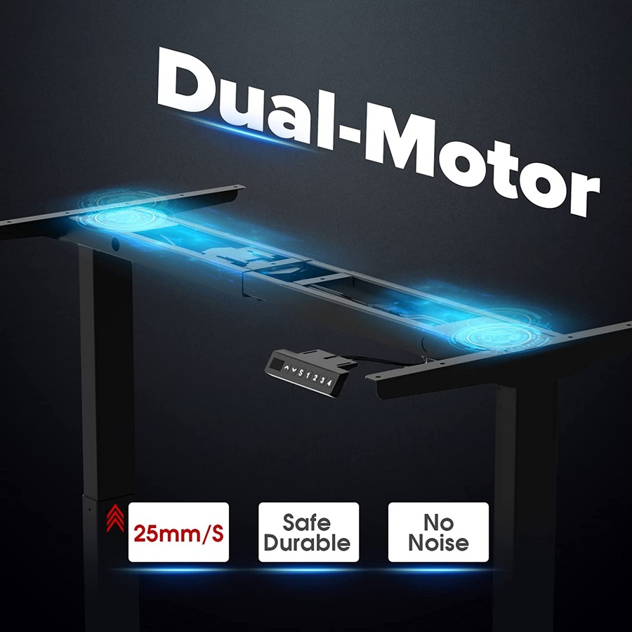 Adjustable Height Dual Motor Electric Standing Desk Sit Stand up Desk with 120cm Board Black