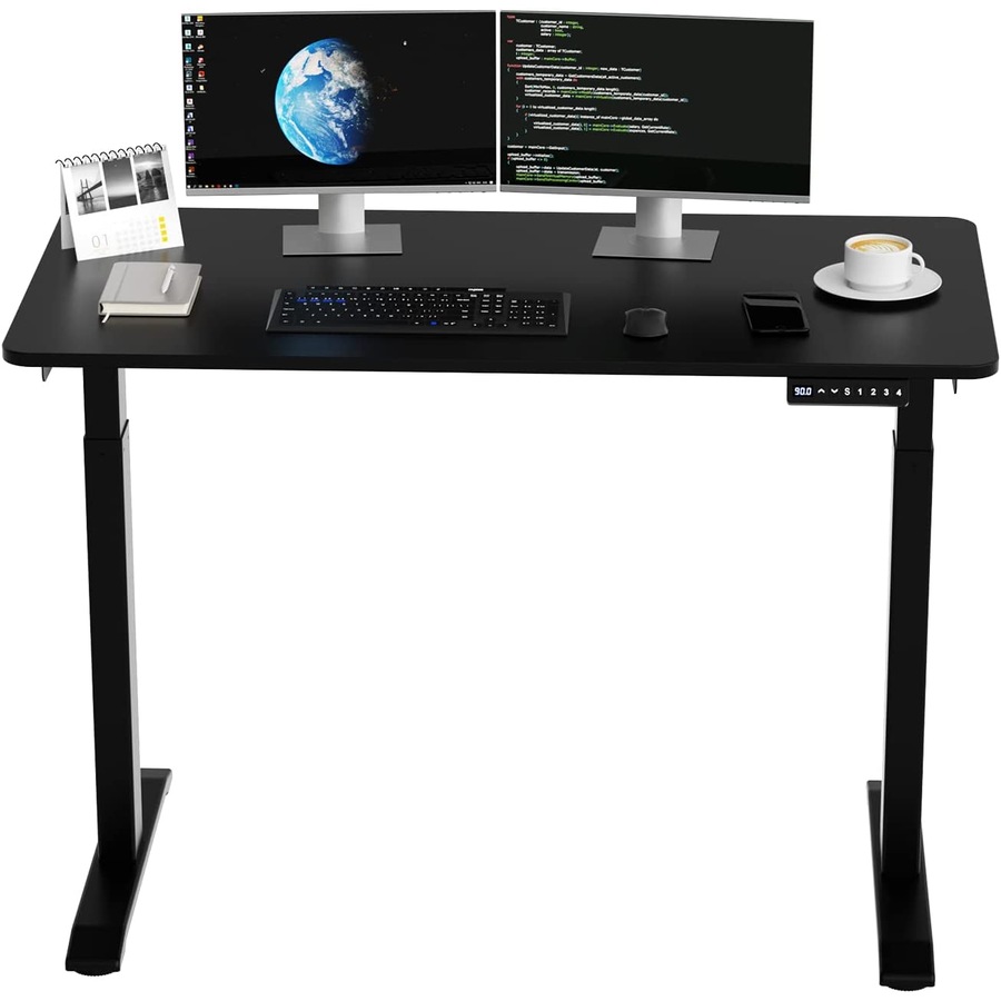Adjustable Height Dual Motor Electric Standing Desk Sit Stand up Desk with 120cm Board Black