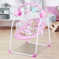 Advwin Electric Baby Rocking Chair Bluetooth Bouncer Seat 5 Speed Swing Chair for Infants with Mosquito Net Pink