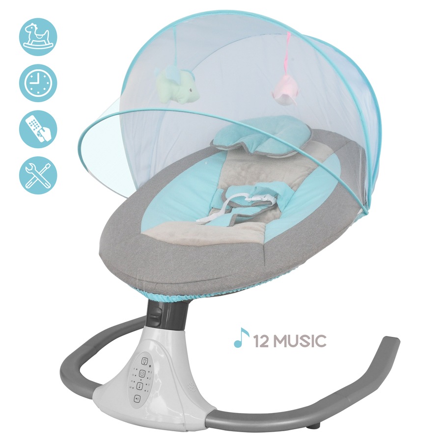 Advwin Electric Baby Swing Chair Rocking Chair with Mosquito Net Blue