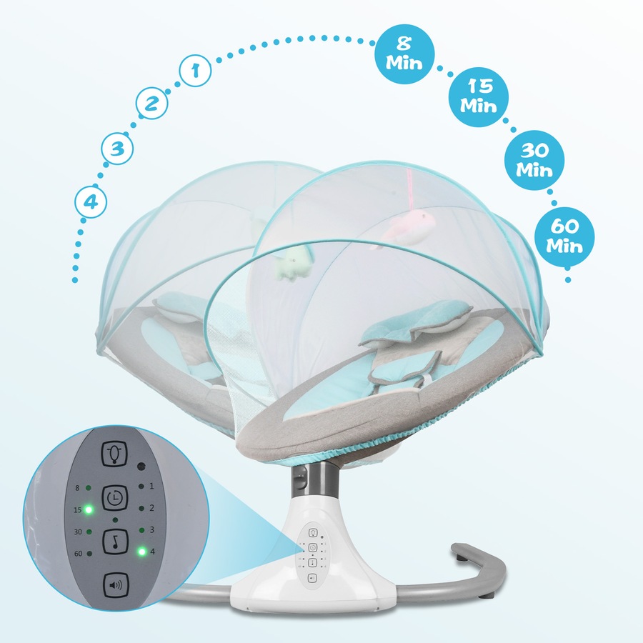 Advwin Electric Baby Swing Chair Rocking Chair with Mosquito Net Blue