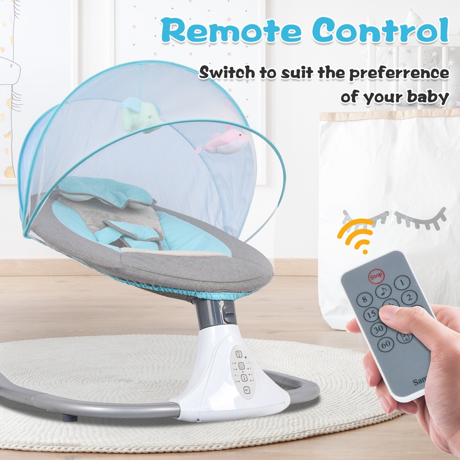 Advwin Electric Baby Swing Chair Rocking Chair with Mosquito Net Blue