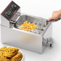 Advwin Electric Deep Fryer, 8L Frying Machine with Drain Valve, 60-200 Degree Oil Temperature & Timer, 2500W Stainless Steel Countertop Single Tank Deep Fryer for Home Use