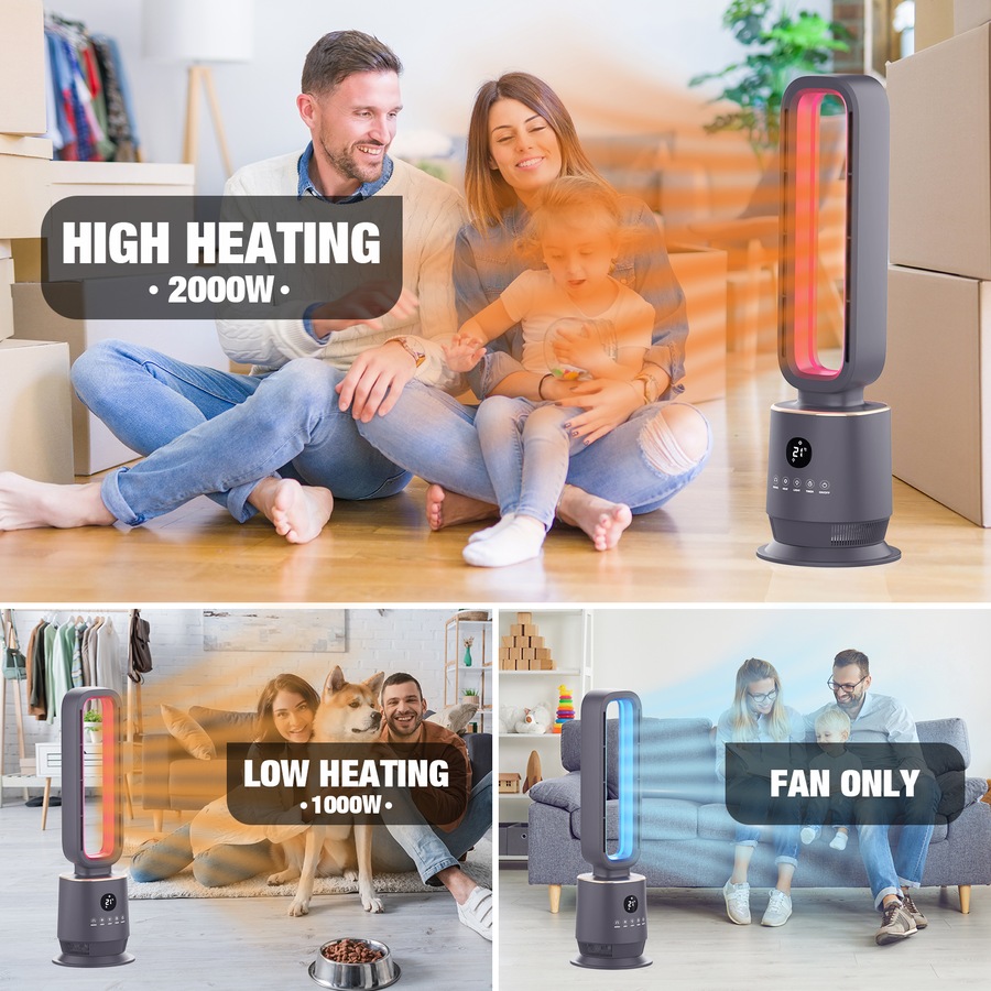 Advwin Bladeless Heater with Thermostat, Color Light for Bedroom, Office and Indoor Use 2000W