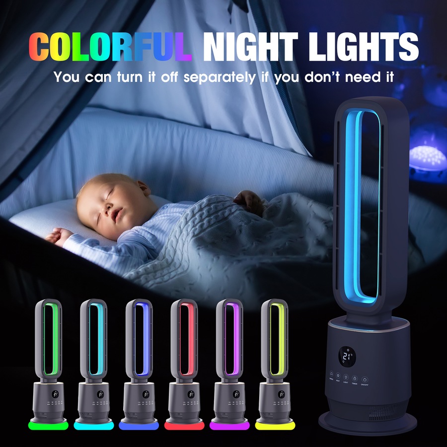 Advwin Bladeless Heater with Thermostat, Color Light for Bedroom, Office and Indoor Use 2000W