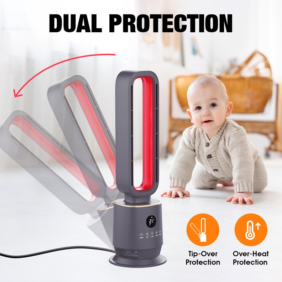 Advwin Bladeless Heater with Thermostat, Color Light for Bedroom, Office and Indoor Use 2000W