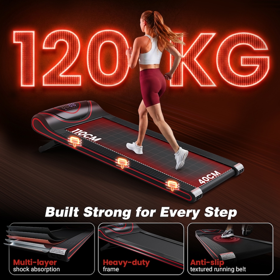 Advwin Electric Incline Treadmill for Home, 3-Level Auto Incline 3%/6%/9% Walking Pad Running Machine with App & Remote Control, LED Ambient Display, 1-8 km/h