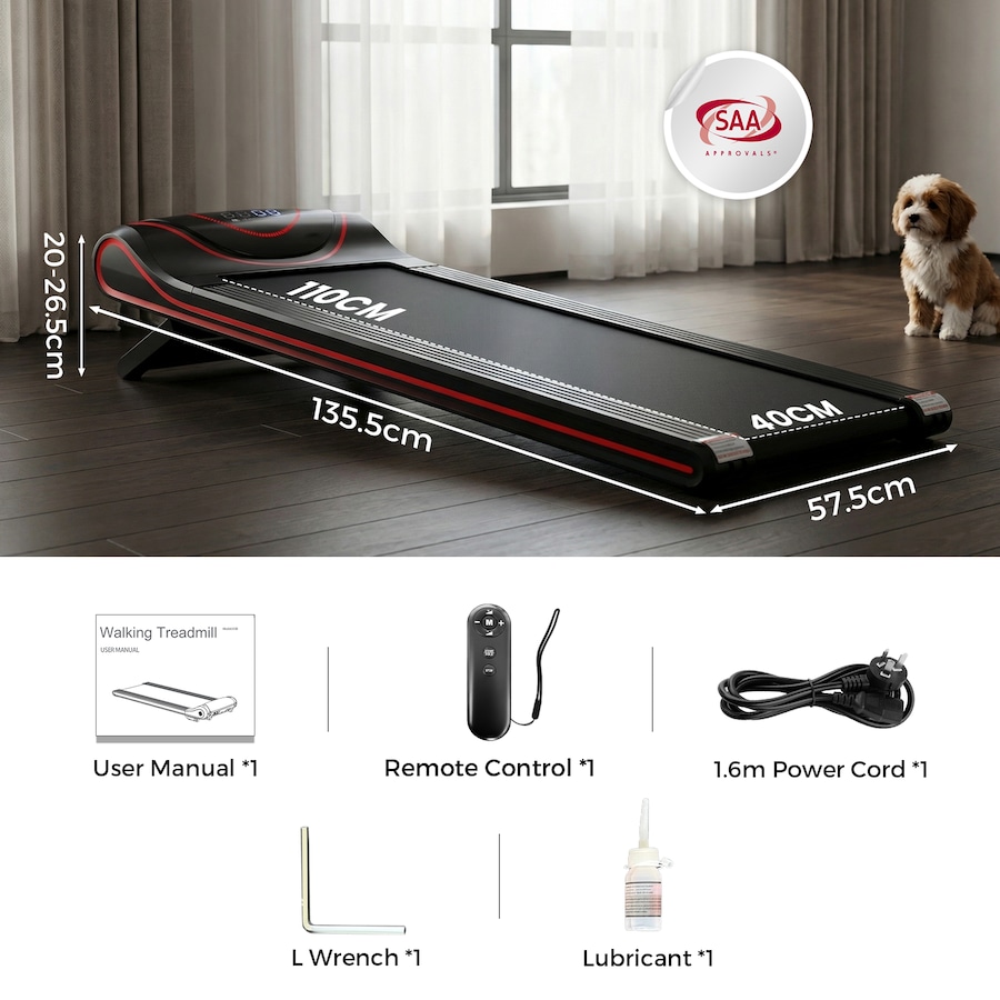 Advwin Electric Incline Treadmill for Home, 3-Level Auto Incline 3%/6%/9% Walking Pad Running Machine with App & Remote Control, LED Ambient Display, 1-8 km/h