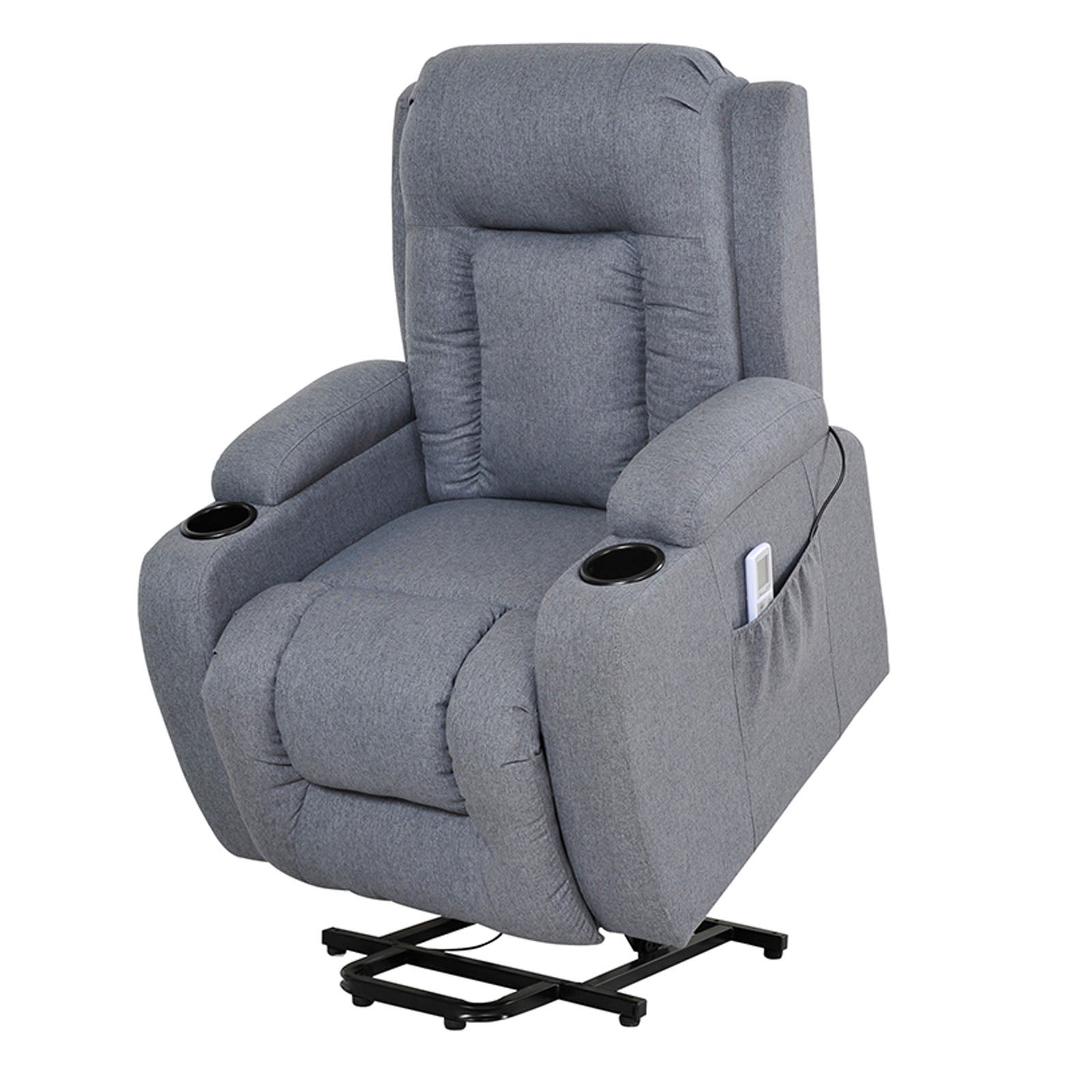 Advwin Electric Lift Massage Chair Recliner Lounge Seat Fabric Grey with Remote Control, Adjustable Heat, and 45-160 Degrees, with Two Cup Holders and Side Pockets