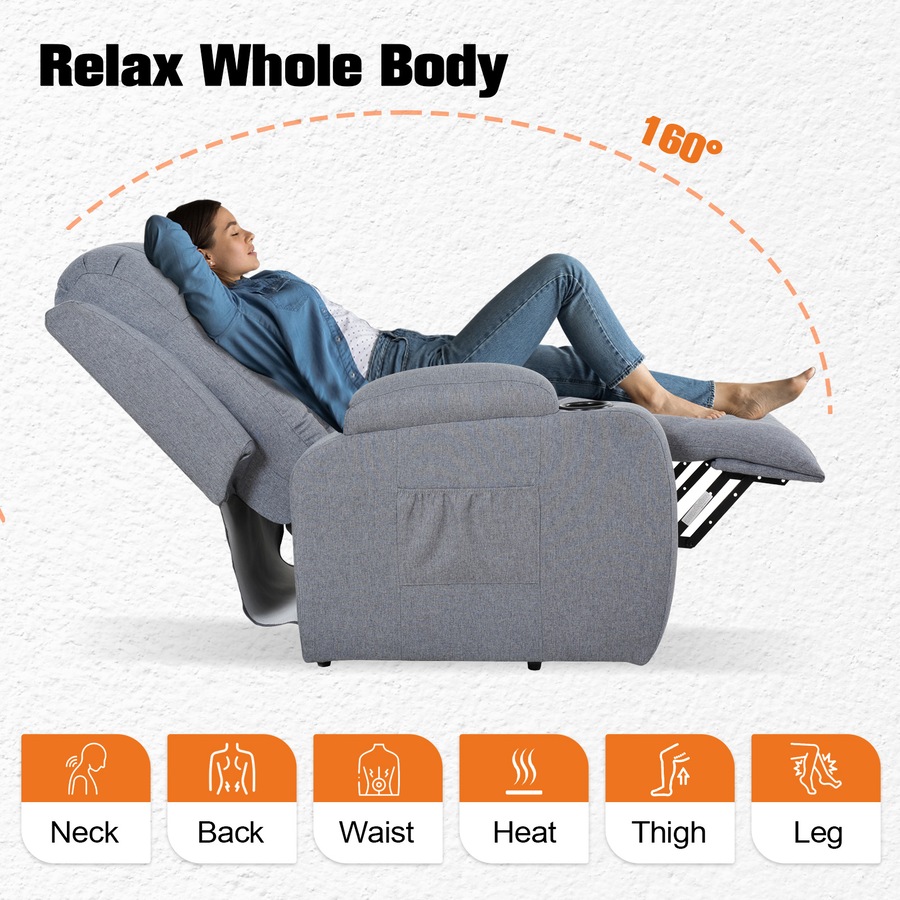 Advwin Electric Lift Heated Massage Recliner Grey