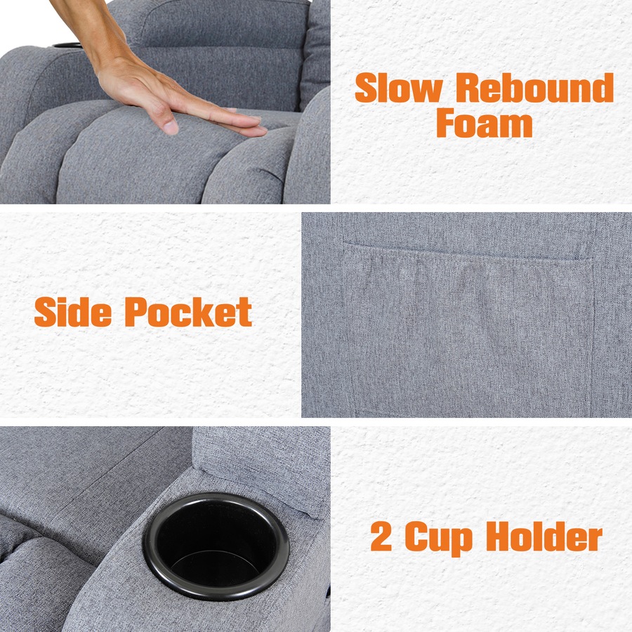 Advwin Electric Lift Heated Massage Recliner Grey