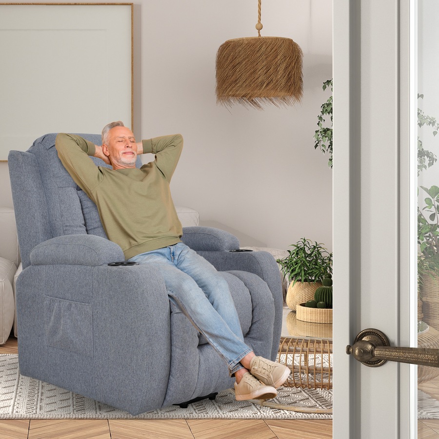 Advwin Electric Lift Heated Massage Recliner Grey