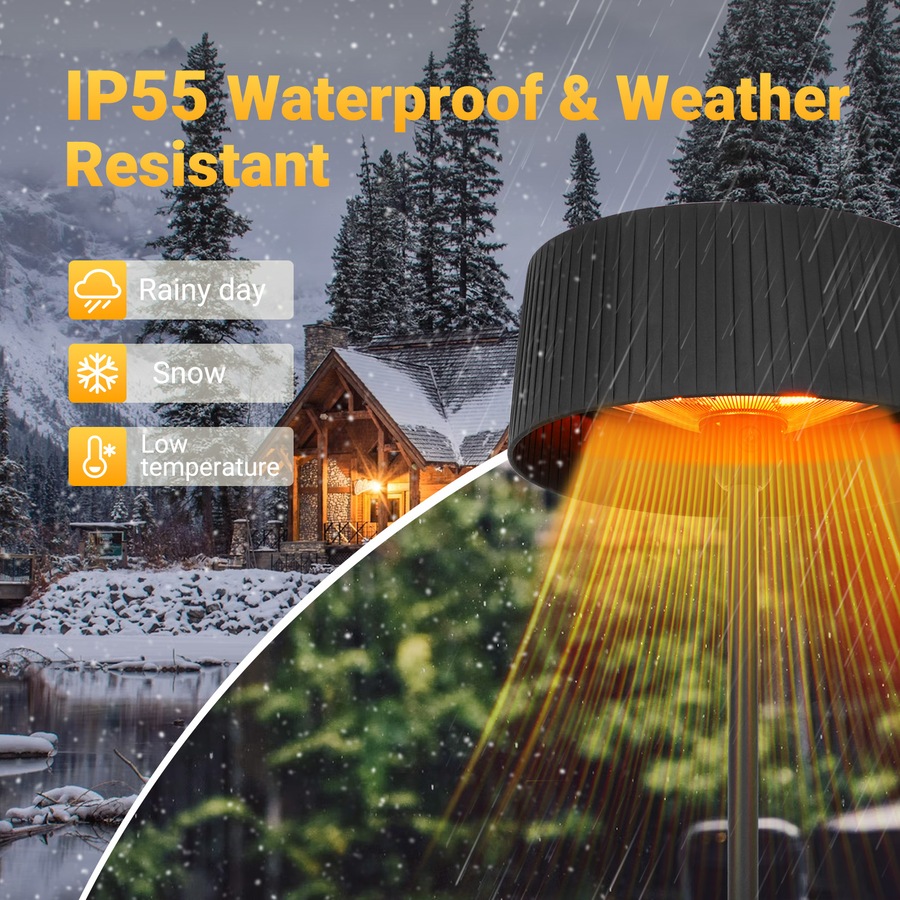 Advwin Electric Outdoor Heater, Infrared Freestanding Patio Heater, 1500W Outside Portable Heater with Tip-Over Protection, Benchtop Tabletop Heater for Garden, Balcony, Backyard Use