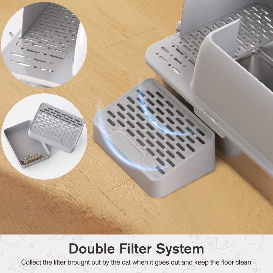 Advwin Enclosed Stainless Steel Cat Litter Box with Lid