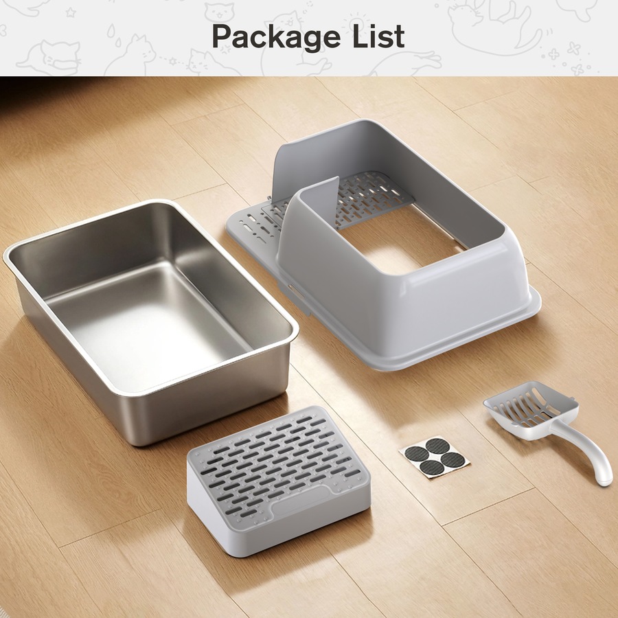 Advwin Enclosed Stainless Steel Cat Litter Box with Lid