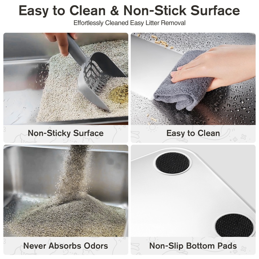 Advwin Enclosed Stainless Steel Cat Litter Box with Lid