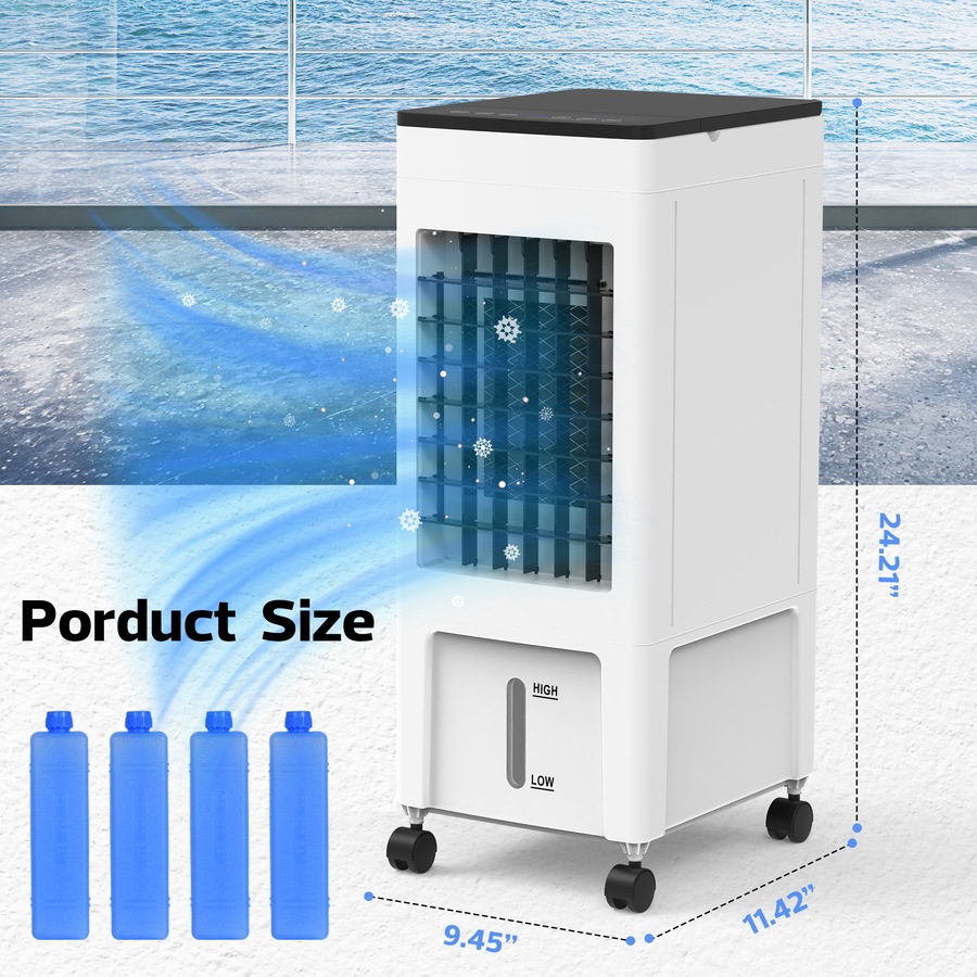 Advwin Evaporative Air Cooler, 3 in 1 Portable Air Cooler Fan with 8L Water Tank, 4 Ice Crystal Box, 3 Speed for Bedroom Home Office