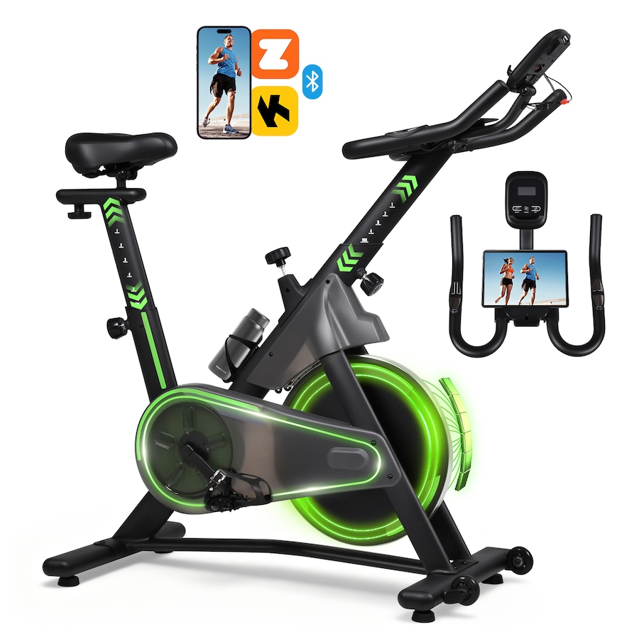 Advwin Exercise Bike, Magnetic Resistance Stationary Bike with 6kg Flywheel, LCD Monitor & Pad Cup Holder, Silent Spin Bikes for Home Gym Fitness, 120kg Max