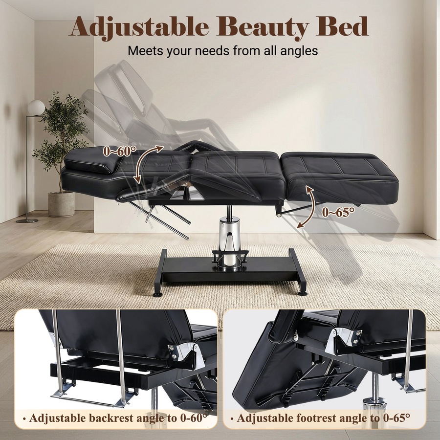 Advwin Facial Bed Chair, Hydraulic Adjustable Multi-Purpose Tattoo Chair Bed, Beauty Barber Spa Beauty Equipment, 150kg Capacity