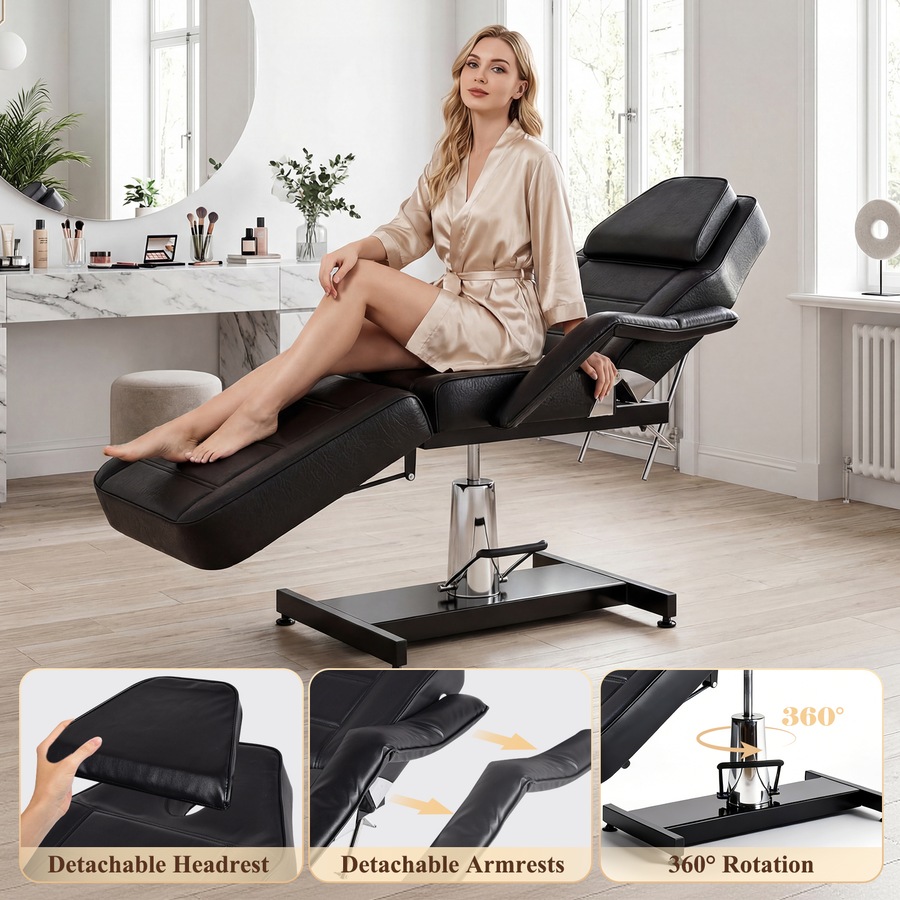 Advwin Facial Bed Chair, Hydraulic Adjustable Multi-Purpose Tattoo Chair Bed, Beauty Barber Spa Beauty Equipment, 150kg Capacity