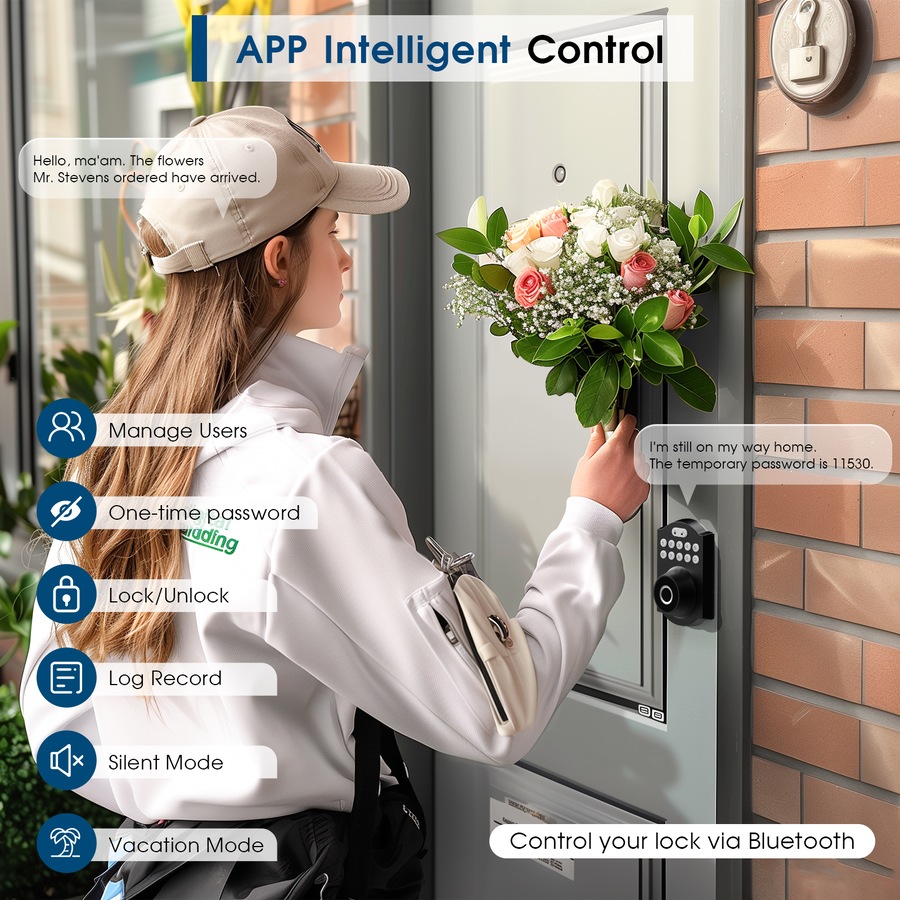 Advwin Fingerprint Smart Door Lock, Keyless Entry Door Lock, Easy Installation, Biometric Smart Locks for Front Door, Black