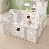 Advwin Foldable Baby PlayPen 14 Panels 140*135cm Kids Activity Centre Toddlers Fence Yard Safety Gate