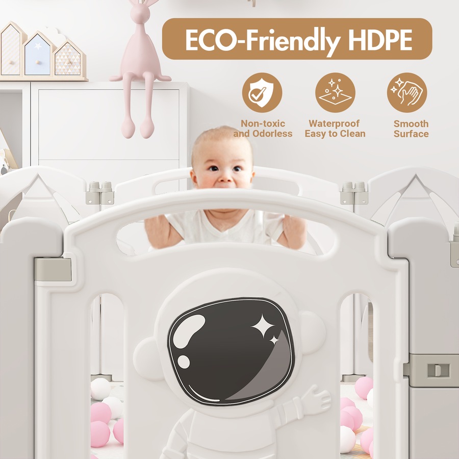 Advwin Foldable Baby PlayPen 14 Panels 140*135cm Kids Activity Centre