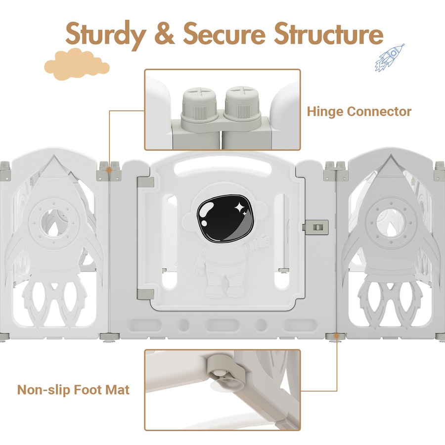 Advwin Foldable Baby PlayPen 14 Panels 140*135cm Kids Activity Centre