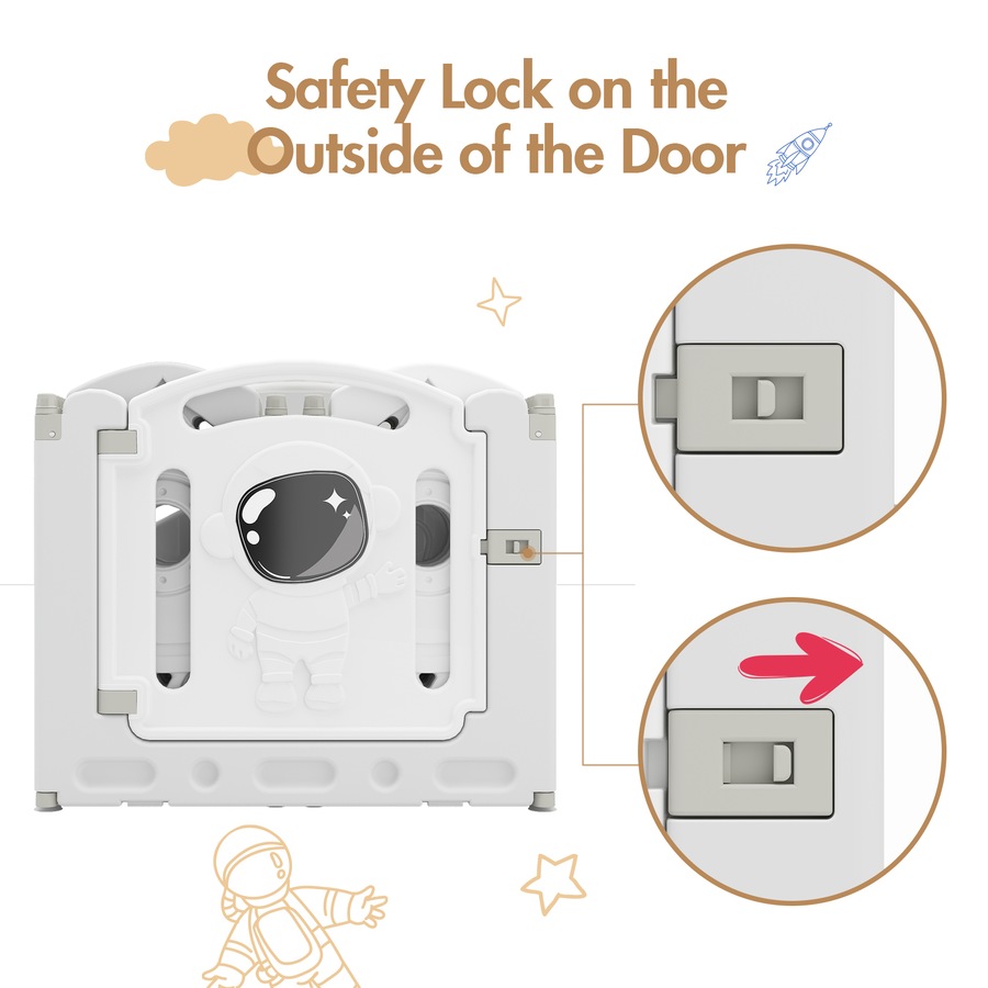 Advwin Foldable Baby PlayPen 14 Panels 140*135cm Kids Activity Centre