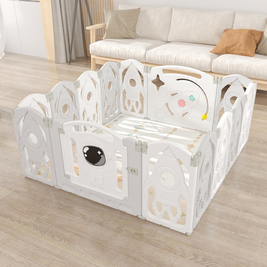 Advwin Foldable Baby PlayPen 14 Panels 140*135cm Kids Activity Centre