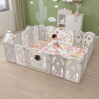 Advwin Foldable Baby PlayPen 20 Panels Kids Activity Centre Toddlers Safety Gate Indoor Outdoor Grey