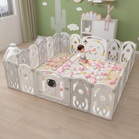 Advwin Foldable Baby PlayPen 22 Panels Kids Activity Centre Toddlers Safety Gate Indoor Outdoor Grey