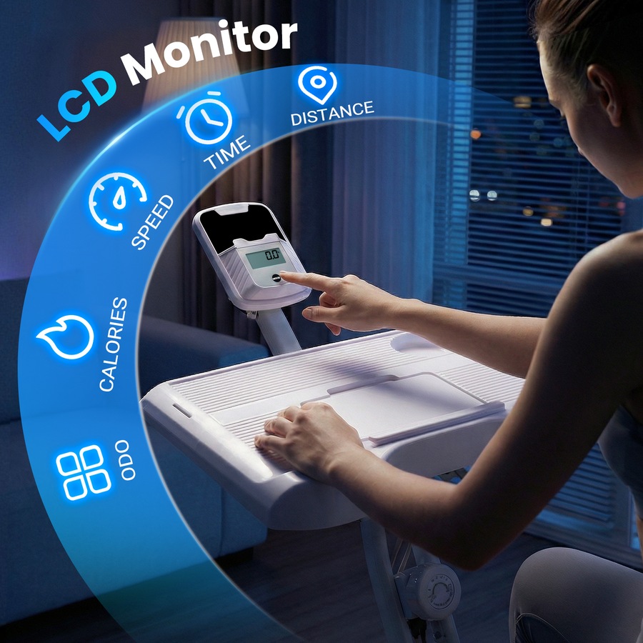 Advwin Foldable Exercise Bike with Desk, Indoor Cycling / Stationary Bike for Home Workout