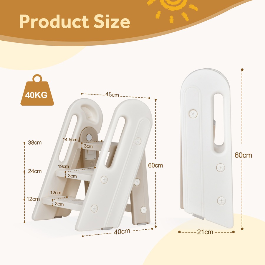 Advwin Foldable Kids Step Stool Toddler Potty Toilet Training Stool Kitchen Standing Tower with Adjustable Pedal